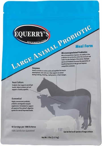 [BRSWICQQAF6ROCT6] Equerry’s Large Animal Probiotic | Ergänzungen für die Gesundheit und Nährstoffaufnahme | Probiotika und Verdauungsenzyme für Pferde, Kühe, Ziegen, Schafe, Schweine, 40 Futtermittel (5 lbs) für 1000 lb Tiere
