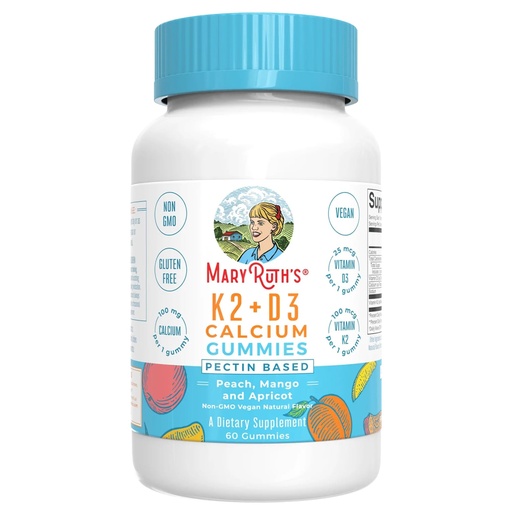 [BRSWGFIKPN7QGFDU] MARYRUTH'S Organics Calcium with Vitamin D & Vitamin K2, 2 Month Supply, Calcium Supplement Supports Bone Health & Joint Support, with Vitamins D3 K2 Gummies, Vegan, Non-GMO, Gluten Free, 60 Count