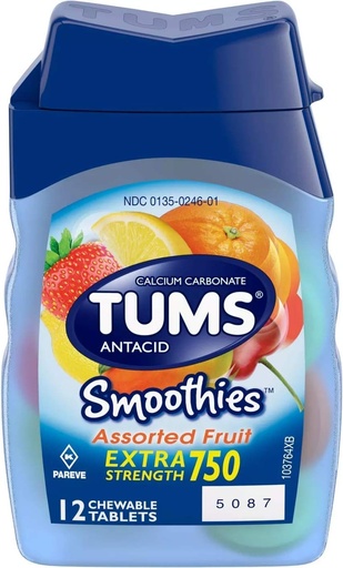 [BRSWIYQZBABRMH3G] Tums Smoothies Antacid Calcium Supplement, 12 ct