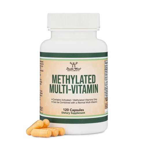[BRSRAYYKCAAWMCTZ] Methylated Multivitamin (Methylated and Activated Vitamins Only - Methylated B Complex with Trimethylglycine (TMG) and Methylfolate)(Non-GMO, Gluten Free MTHFR Supplement) 120 Capsules by Double Wood