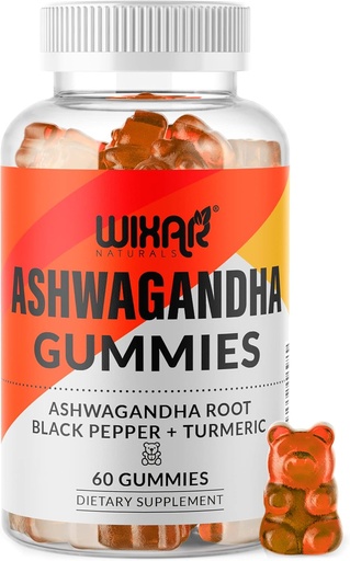 [BRSWYAQZCAOQM2T3] Ashwagandha Gummies med gurkmeja och Black Pepper Extract - Herbal Gummy Supplement - 60 Gummies