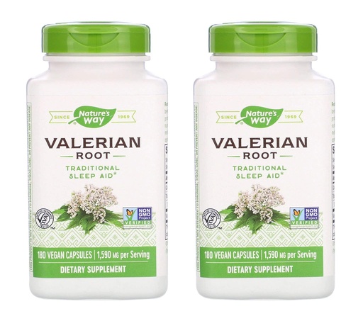 [BRSWYZ36OIBAG3A4] Nature's Way Valerian Root 1,590 Milligrams Traditional Sleep Aid as a Dietary Supplement (180 Vegan Capsules) Pack of 2