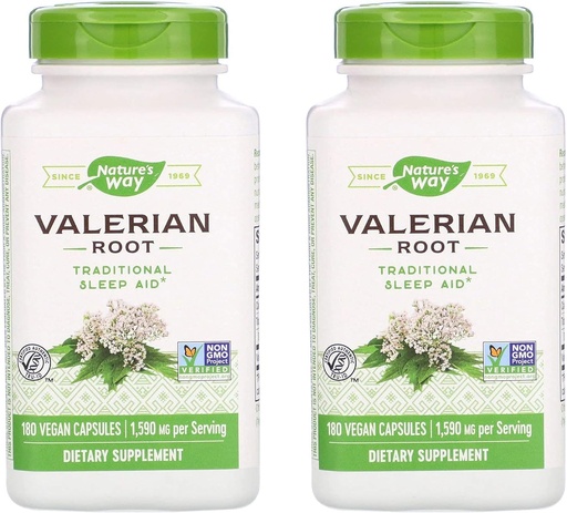 [BRSWYZ36OIBAG3A4] Nature's Way Valerian Root 1,590 Milligrams Traditional Sleep Aid as a Dietary Supplement (180 Vegan Capsules) Pack of 2