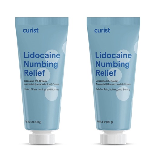 [BRSW2HAZOAGWYYLX] Curist 5% Lidocaine Cream Maximum OTC Strength Topical Pain Relief OTC - 12 oz (Pack of 2) XL Tube 5 Percent Lidocaine Numbing Cream to Numb Effectively (2 Pack - 6 oz Tube)