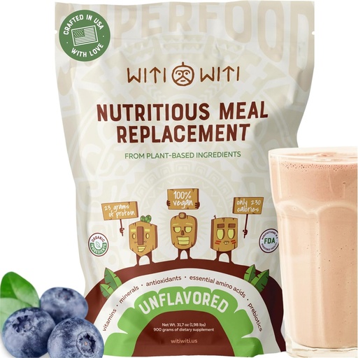 [BRSROCQTAEPAOG3O] WitiWiti Vegan Meal Replacement, Unflavored - Plant Based Protein Powder 23g - Superfood, Greens, Prebiotics, Vitamins and Minerals - Dairy&Gluten Free - All in One Shake for Women & Men, 15 Svgs