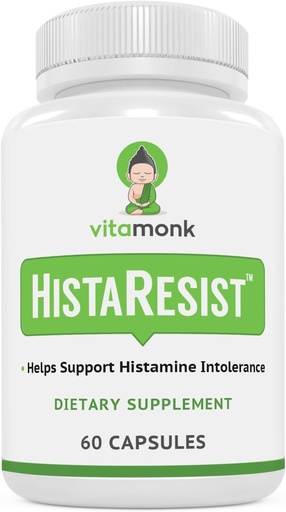 [BRSWGAAYOZ7R4CAY] VitaMonk Histamine Blocker for Histamine Intolerance - HistaResist - DAO Enzyme Supplement Optimal Dose of Diamine Oxidase to Help Shield Histamine for Smooth Digestion - 60 Capsules
