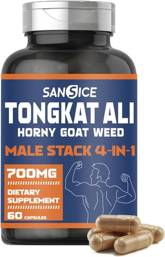[BRSRA2YLB4DRU33V] Tongkat Ali Supplement for Vitality-Tongkat Ali Extract with Horny Goat Weed, Oryzanol & Calostrum for Men, Male Supplement Horny Goat Weed Capsules for Hormone, Energy, Strength(60 Capsules)