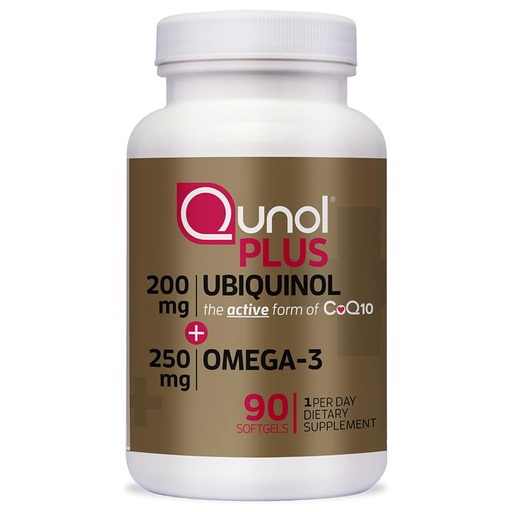 [BRSWGY37CJ5GCDI4] Qunol Plus Ubiquinol Coq10 200mg with Omega 3 250mg Extra Strength Antioxidant (Bovine Version), 90 Count