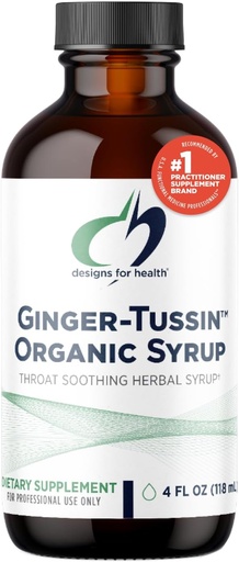 [BRSWIYLQBV6GA2QV] Designs für Gesundheit Ginger Root Syrup mit Honig + Wild Cherry Bark - Ginger-Tussin Syrup Flüssige Immununterstützungsergänzung - Entwickelt, um die Bedrohung zu beruhigen (47 Servierungen / 4 Fl Oz)