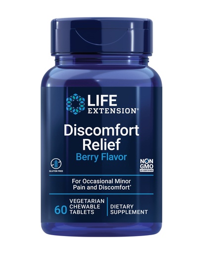 [BRSWGHDYOUMB4CQ2] Life Extension Pea Discomfort Relief (Berry Flavor) for Occasional Minor Pain & Discomfort – Palmitoylethanolamide Supplement - Gluten-Free, Non-GMO, Vegetarian – 60 Chewable Tablets