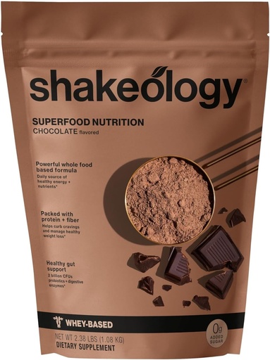 [BRSRAFIYCB7QG2D2] Shakeology 0g Added Sugar Whey Protein Powder Blend, Gluten-Free Shake with Vitamins and Minerals – Helps Support Healthy Weight Loss, Lean Muscle, Gut Health – Chocolate, 30 Servings