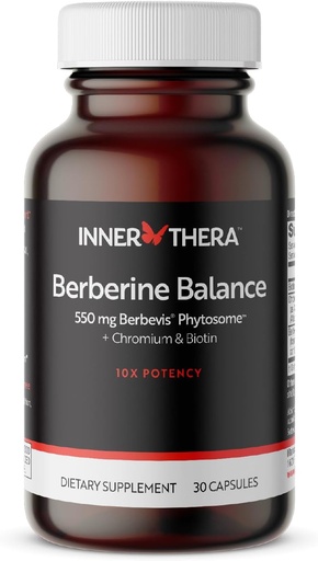 [BRSROAL5BMGWCHLK] Berberine, 550 mg 특허 Berbevis Berberine Phytosome Plus Biotin 및 Chromium, 향상된 흡수, 글루텐 무료, Vegan, 30 Veggie Caps