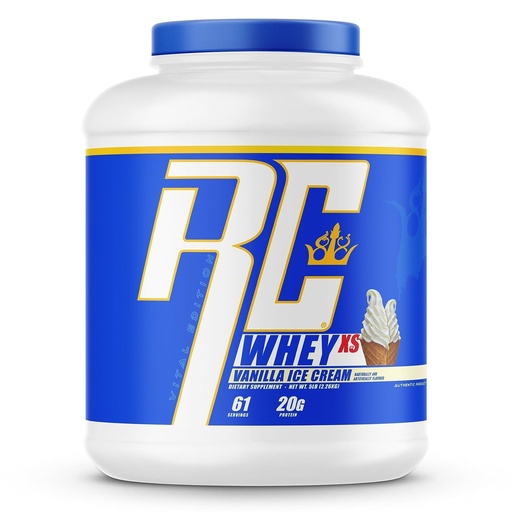 [BRSROGQLOZ6BUG3B] Ronnie Coleman Whey XS Whey Protein Powder Vanilla Ice Cream 61 Servings – 20g Whey Isolate Protein Powder with BCAAs, EAAs & Glutamine – Low Sugar Supplement for Muscle Growth & Recovery