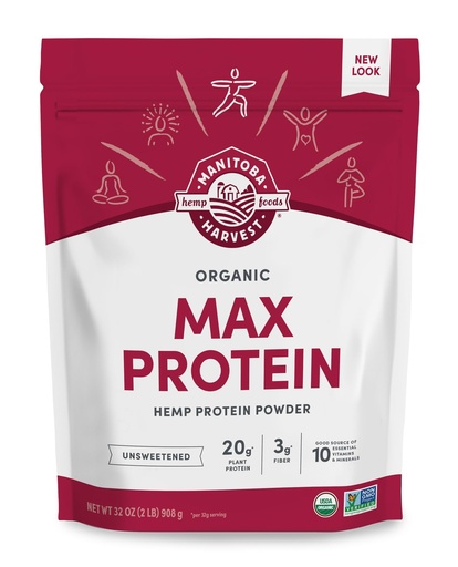 [BRSWIZY7CYAROHTU] Manitoba Harvest Organic Max Protein Powder, Unsweetened, 32 oz | 20 g Protein and 4.5 g Omegas 3 and 6 per 32 g Serving, Keto-Friendly, Preservative-Free, Non-GMO, Packaging May Vary