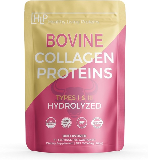 [BRSWYCYLCANAAG3J] Protéines de vie saine - Bovin hydrolysé - Colagène protéique de type 1 et 3 non aromatisé - Poudre de collagène - Foie herbacée, broyée - Peptides de la viande bovine - Keto et Paléo - Sans gluten (non aromatisé 16 oz)