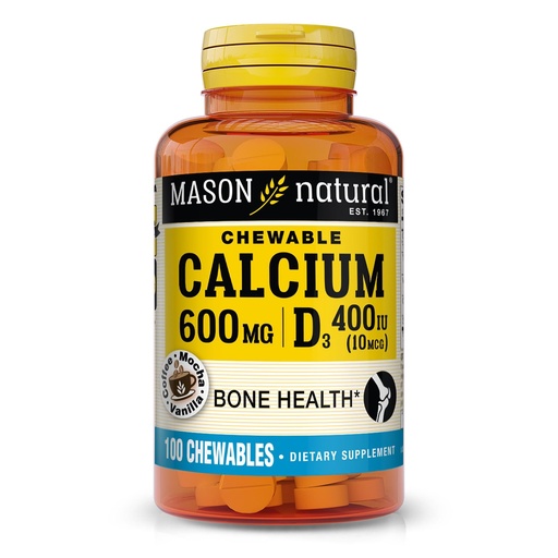 [BRSWIYIRDMCQEEA3] MASON NATURAL Calcium 600 mg with Vitamin D3, 100 Day Supply, Supports Healthy Bones & Normal Muscle Function, Coffee Mocha Flavor, 100 Chewables