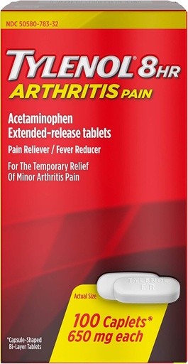 [BRSWG2QQAQCWCCLZ] Tylenol 8 HR Arthritis Pain Caplets, 650mg - 100 ct, Pack of 4