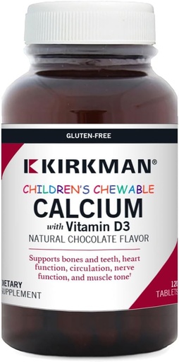 [BRSWKEAKAEBGIFD6] Children's Chewable Calcium with Vitamin D3, Natural Chocolate, 120 Tablets, Kirkman Labs