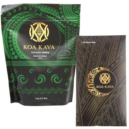 [BRSROAINDJ7WYCTX] 1 Kilo (2.2 Pounds) Vanuatu Waka Kava with a Drawstring Strainer