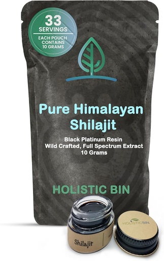 [BRSWGYAQDIHWGYL4] Holistic Bin Shilajit Resin - Himalayan Fulvic & Trace - Black Platinum Resin - Shilajit Extract - Mix Into Liquids - Serving Spoon Included - 10g