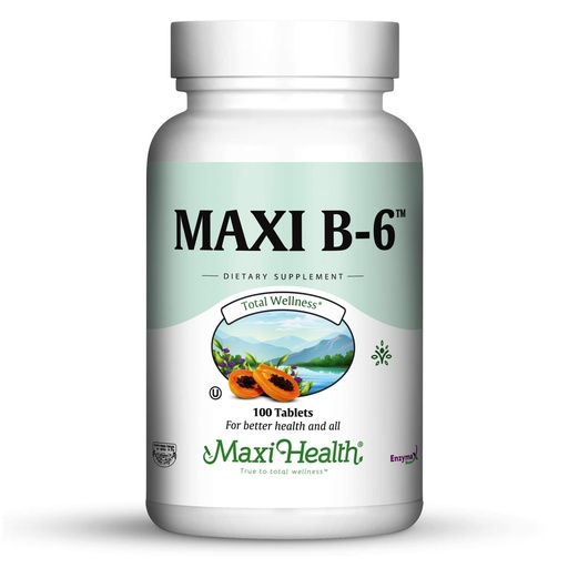[BRSWIZQQBMBAG3Q3] Maxi Health Vitamin B6 Supplement – B6 Vitamins for Women & Men – Nervous System & Cardiovascular Wellness Support – Kosher, Vegan Pyridoxine HCl Tablets – 100 Count, Pack of 2