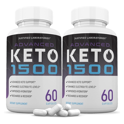 [BRSROBAYCN4BMGQZ] Justified Laboratories Advanced Keto 1500 - Ketogenic Support from Apple Cider Vinegar, Green Tea Leaf, Vitamin C, Vitamin D3 & Extra Virgin Olive Oil - 60 Capsules, Pack of 2 (60 Servings)