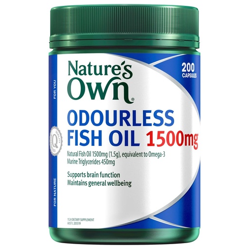 [BRSWIELYCR4WG2A7] Nature's Own Omega 3 High Strength Odourless Fish Oil 1500 MG X 200 Caps