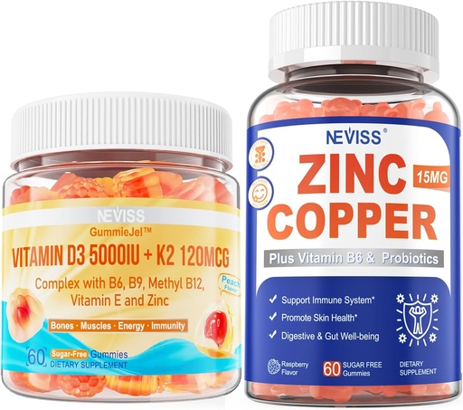 [BRSRAHAEPMMRSC3P] NEVISS Vitamin D3 5000IU + K2 (MK-7) 120mcg+Zinc Copper Gummies