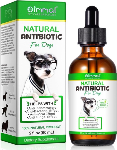 [BRSROZYBDEHWYHT5] Antibiotic for Dogs, Natural Dog Antibiotics supplement Supports Dog UTI Treatment, Allergy Relief, Digestion, Skin Coat Infection ' Itchy Ears, Herbal supplement with Bacon Flavor - 60 ml / 2.02oz