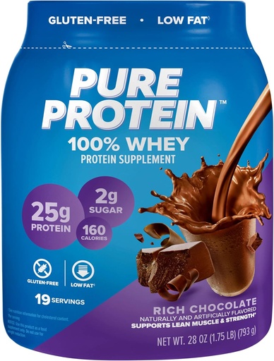[BRSWIBT5A54ROFL4] Čisti proteini 100% Whey proteini v prahu, bogata čokolada, 25 g Beljakovine, 1,75 lb (Packageing May Vary)