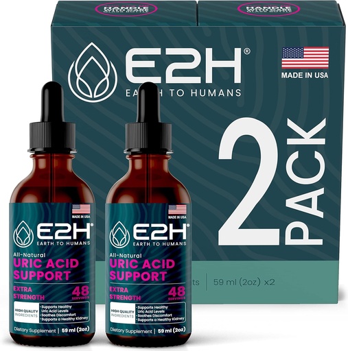 [BRSWGGQYCUPBS3AV] E2H Uric Acid Support Supplement - Tart Cherry and Devil’s Claw - Supports Uric Acid Health and Kidney Function Non-GMO - Vegan - (2 Bottles)