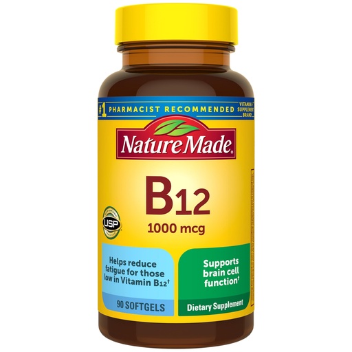 [BRSWIZYLCZ5R6C3Y] Nature Made Vitamin B12 1000 mcg, Dietary Supplement for Energy Metabolism Support, B12 Vitamins 1000 mcg, 90 Softgels, 90 Day Supply