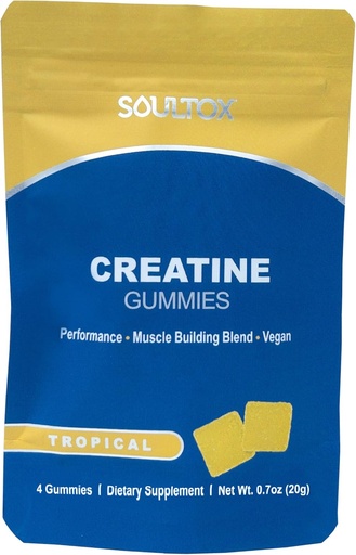 [BRSROHD2CR6AOHQV] Soultox Creatine Gummy Packs - Tropical Flavor - Infused with Creatine Monohydrate - Potent Muscle Growth Support - Delicious & All Natural Vegan Formula for Guilt Free Indulgence - 10 Pack