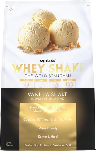 [BRSWKGY3BR7RSHDE] Syntrax Nutrition Whey Shake, Cold Filtered & Undenatured Whey Protein Powder Blend, Vanilla Shake, 2 lbs
