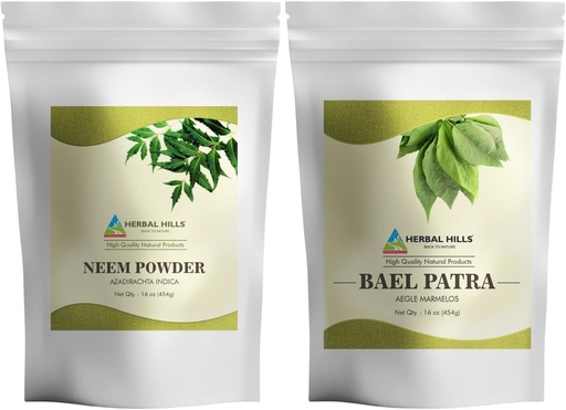 [BRSROAD6A4NGYDQ7] HERBAL HILLS Neem Leaf Powder and Bilva Bael Leaf Powder Pack of 2 Combo