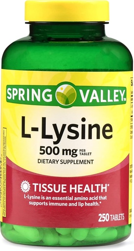 [BRSRAHYEAEPBGEI2] L-Lysine 500mg 250 Tablets – Essential Lysine Supplement for Immune System Support, Skin, Lip, and Tissue Health, Lysin, Lisina, Gluten-Free L Lysine 500 Mg for Daily Wellness