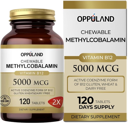 [BRSROCYNOQPGY3DG] Methyl B-12 5000mcg Chewable with Folate - Vitamin B12 Methylcobalamin Sublingual Tablets - Supports Energy & Brain Function - Vegan Supplement - Orange Flavor - 120 Count