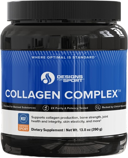[BRSRMCQLBV4AMYLH] Designs per Sport Collagen Complex - NSF Certificato per Peptidi Sport Collagen - Collage per Giunti, Bone Forza, Elasticità della pelle (13.8 oz)