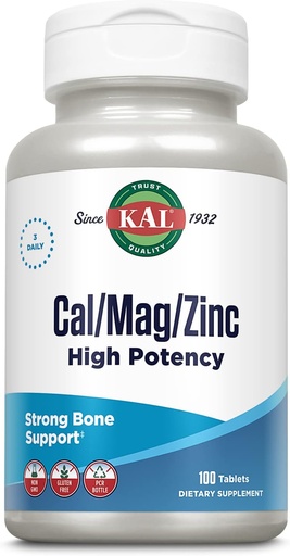 [BRSWIYT3OMAQEFY7] KAL Cal/Mag/Zinc | 1000mg Calcium, 400mg Magnesium & 15mg Zinc | Bone, Muscle, Heart & Immune Support | 100ct, 33 Serv