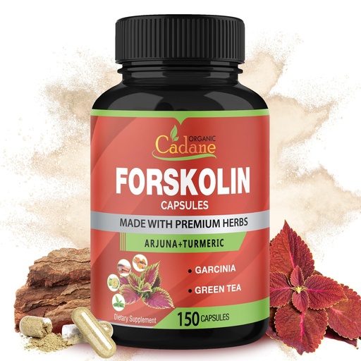 [BRSW2ZYRBMCB6FA2] Cadane Forskolin Supplements - 5in1 with Turmeric Curcumin, Arjuna, Garcinia Cambogia, and Green Tea - 5 Month Supply - 150 Capsules
