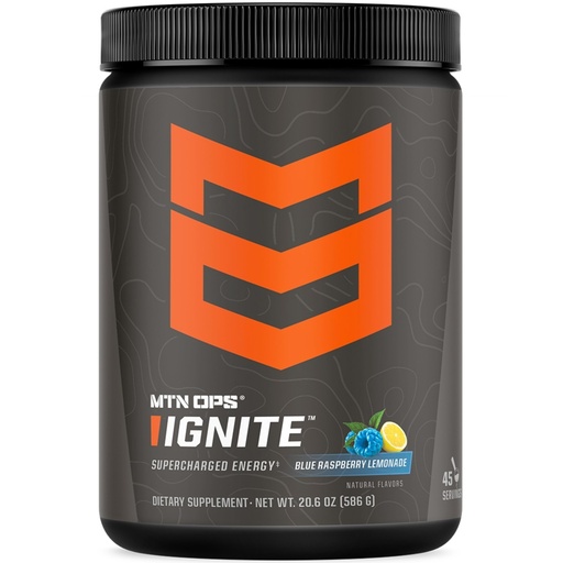 [BRSRAYI3B57RACQV] MTN OPS Ignite Sugar Free Energy Drink Powder with 200mg Caffeine, Nootropic Blend for Energy, Focus & Endurance, L Arginine & L Citrulline Pre Workout, 45 Servings, Blue Raspberry