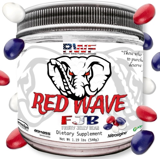 [BRSROYDRCAMAM332] Red Wave Pre Workout Powder with Creatine for Men & Women - Fully Dosed Supplement, Citrulline, Beta-Alanine, 300mg Blended Caffeine, Nootropics, Long Lasting Energy, 540 Grams (Fruity Jelly Bean)