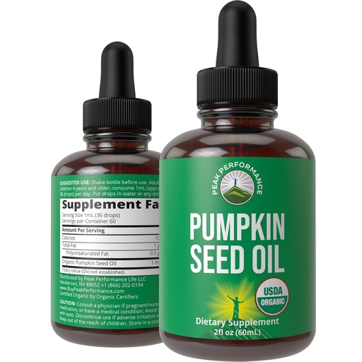 [BRSRMBAOCIDQIF3K] Pumpkin Seed Oil. USDA Organic Vegan Liquid Drops Extract for Women and Men. Supplement for Hair Growth, Skin Health, UT, Prostate Support. Zero Sugar, Gluten Free. Take Orally No Capsules
