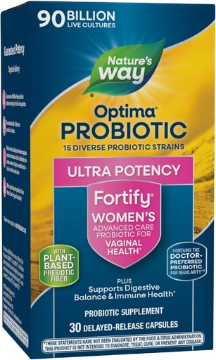 [BRSWI2YHC4GAEDTO] Camino de la Naturaleza Fortalecer Optima Probiótico para Mujeres, Ultra Potency Probiotic for Vaginal Health*, 90 Billion Live Cultures, Supports Digestive Balance and Immune Health*, 30 Capsules (Packaging May Vary)