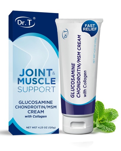 [BRSWYHY7OYFB6H3H] Dr. T Glucosamine Chondroitin Cream - Premium Formula with MSM and Collagen for Joint and Muscle Discomfort - Maintains Joint Strength, Flexibility & Muscle Mobility - 4.23 oz / 120g (1 Pack)