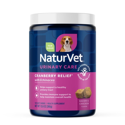 [BRSWKGQPAYNRAYAZ] NaturVet – Cranberry Relief Plus Echinacea – Helps Support a Healthy Urinary Tract & Immune System – 120 Soft Chews