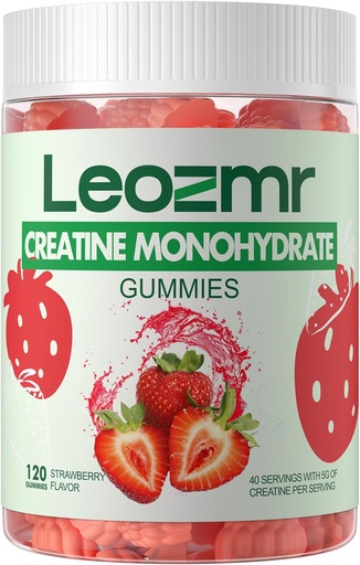 [BRSROCAHCIOWKFA3] Jednowodzian Gummies dla mężczyzn i kobiet, Chewables Monohydrate Supplement (120 Count) - Truskawki 120 Gummies