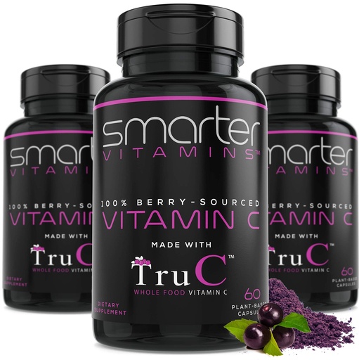 [BRSWGHYNCV7GC2A6] 3 Pack Whole Food Vitamin C from 11 Berries with Antioxidants, 180 Capsules | Plant-based TruC with bioflavonoids and polyphenols for immune, collagen and skin support; vegan, non-GMO and easy to digest