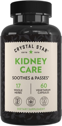 [BRSWIYT3PMCQEA3E] Crystal Star Kidney Care (60 Capsules) — Herbal supplement for Kidney Cleanse, Detox &apos; Support - Stone Root, Gravel Root &apos; Hydrangea Root - Non-GMO